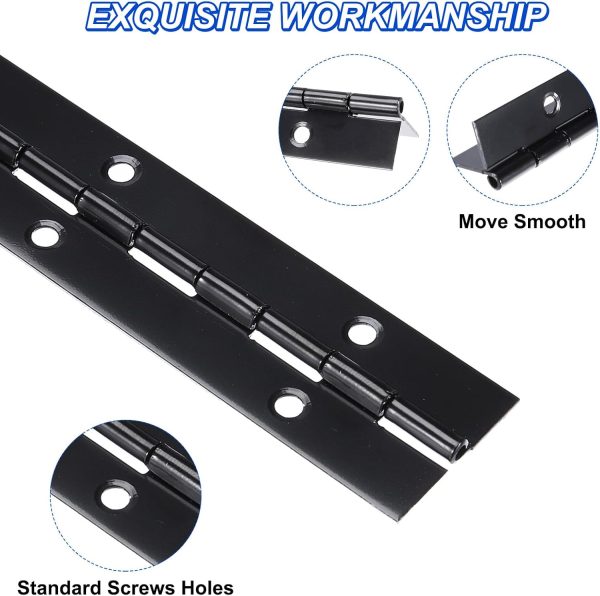 uxcell Stainless Steel Continuous Hinge Black Silver Sizes-2