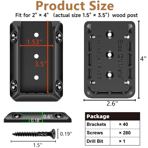 Steel DN Mate Nylon Deck Railing Bracket 2x4 Handrail-1