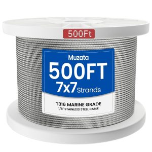 Muzata Stainless Steel Cable Rope Marine Grade Flexible-0