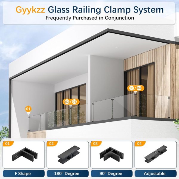 Gyykzz Glass Clamp 304 Stainless Steel Railing Wall Mount-1