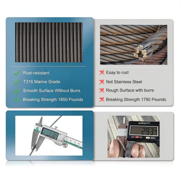 BLIKA Black Stainless Steel Cable Railing DIY T316 Marine-2