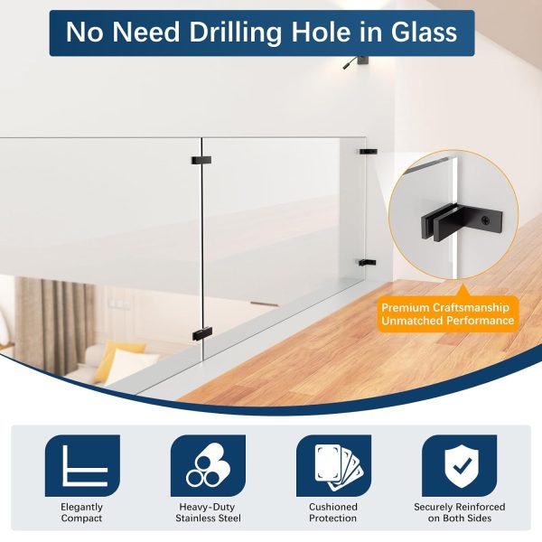 Gyykzz Glass Clamp 304 Stainless Steel Railing Wall Mount-3