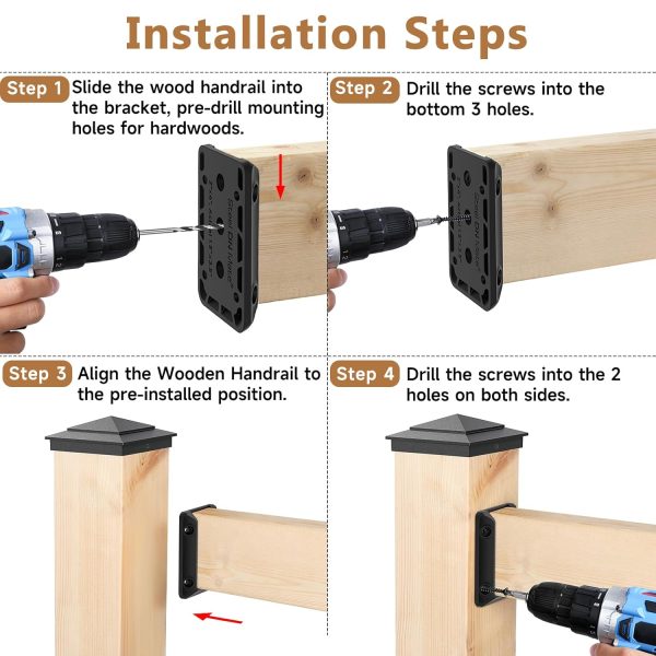 Steel DN Mate Nylon Deck Railing Bracket 2x4 Handrail-5