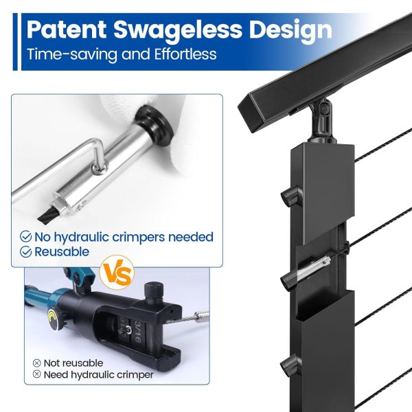 Muzata Cable Railing Hardware Stainless Steel Swageless-2