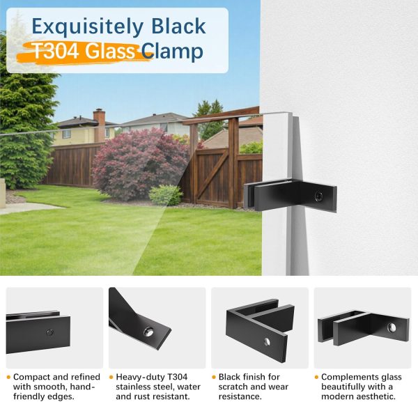 Gyykzz Glass Clamp 304 Stainless Steel Railing Wall Mount-6