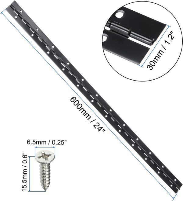 uxcell Stainless Steel Continuous Hinge Black Silver Sizes-1