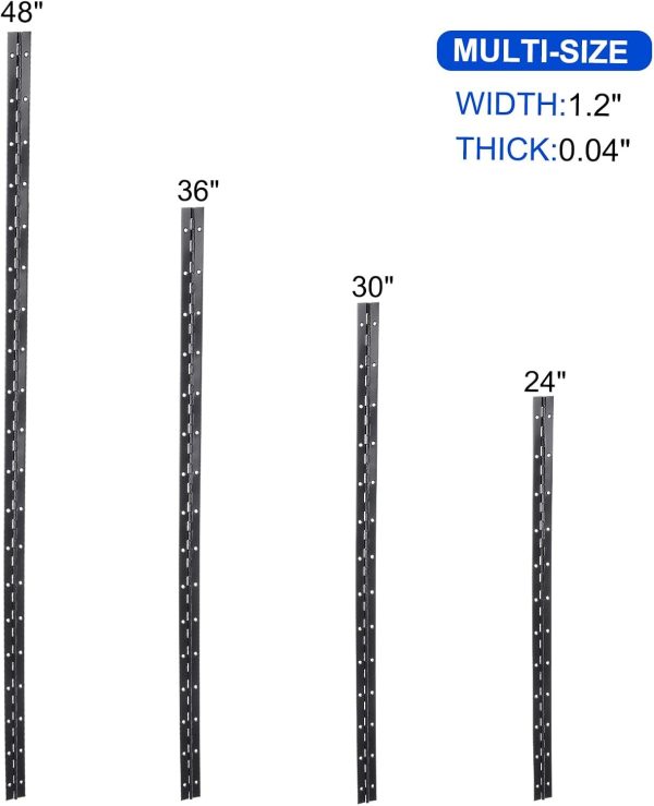 uxcell Stainless Steel Continuous Hinge Black Silver Sizes-6