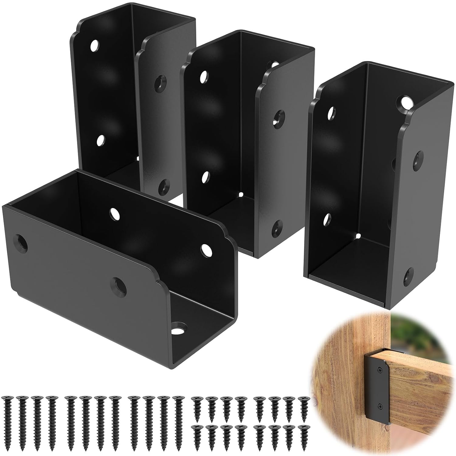 IRENPORU deck railing bracket installed on a wooden post