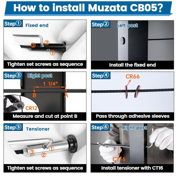 Muzata Cable Railing Hardware Stainless Steel Swageless-4